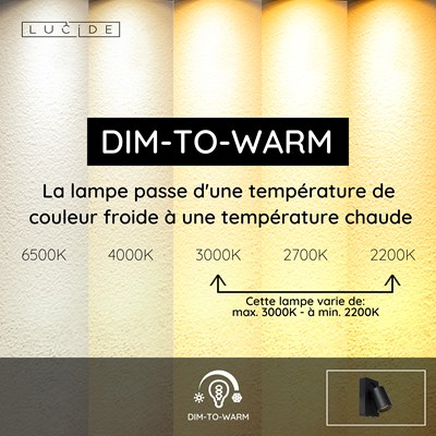 Lucide NIGEL - Lampe de chevet / Applique mural - LED Dim to warm - CCT - GU10 (MR16) - 1x5W 2200K/3000K - Point de rechargement USB - Noir